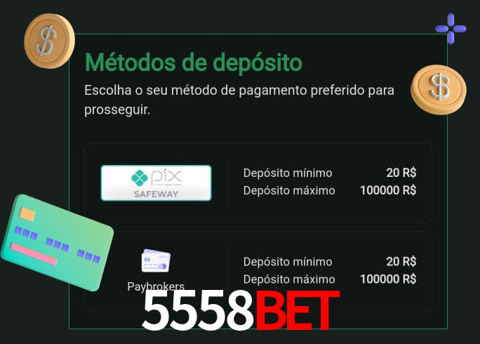 O cassino 5558bet oferece uma grande variedade de métodos de pagamento